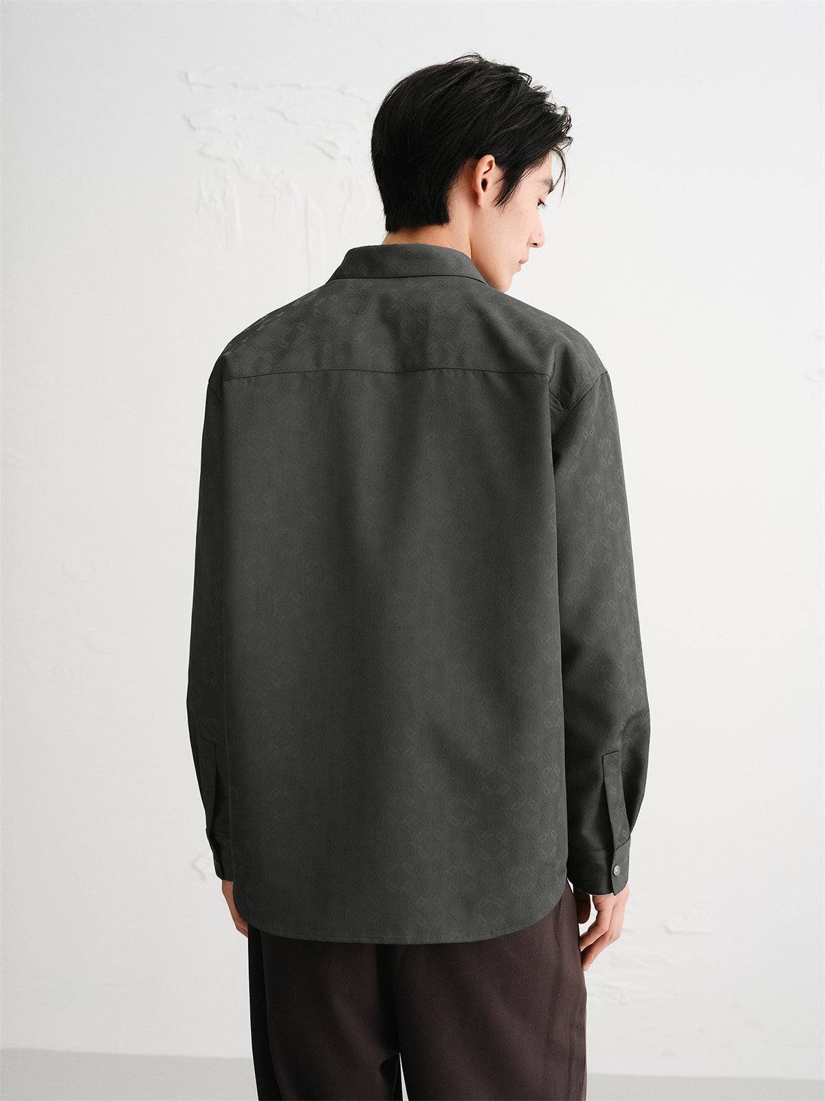 Men's Subtle Patterned Textured Jacquard Shirt