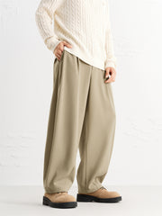 Men's Striped Textured Wide-Leg Trousers