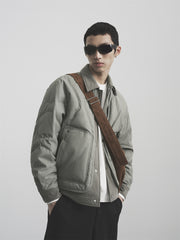 Men's Layered-Look Corduroy-Panel Down Jacket