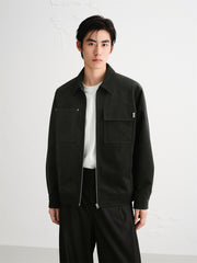 Men's Faux Suede Patch-Pocket Commuter Jacket