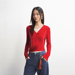 Women's Wool-Blend Contrast Layered-Look Sweater