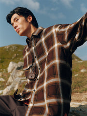 Men's Cotton Shirt with Plaid Print