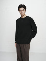 Men's Loose-Fit Brushed Sweater with Embroidery