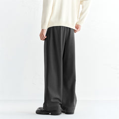 Men's Pleated Straight-Leg Fleece-Lined Suit Pants