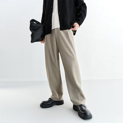 Men's Solid Elastic-Waist Straight-Leg Pants