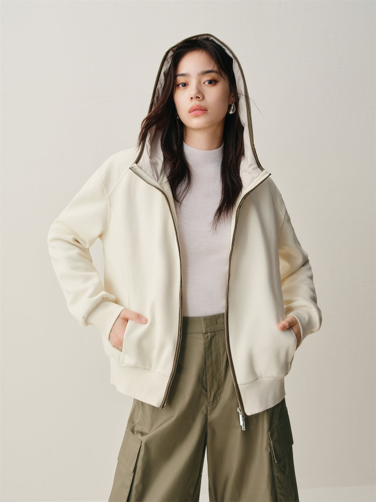 Women's Soft Hooded Jacket with Down-Filled Hood