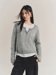 Women's Wool-Blend Color-Contrast Detachable Knit Set
