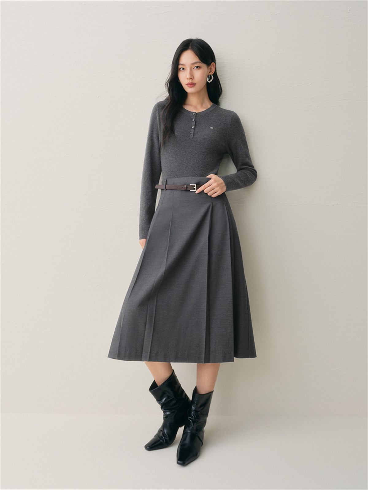 Women's Wool-Blend Knit Panel Dress