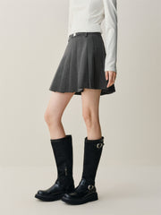 Women's Wool-Blend Pleated Short Skirt