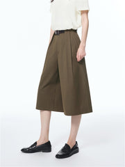 Women's Pleated Cropped Straight-Leg Pants