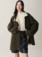 Women's Short Stand-Collar Double-Face Wool Coat
