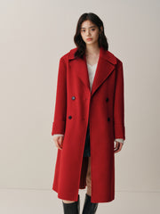 Women's Double-Breasted Belted Wool Coat