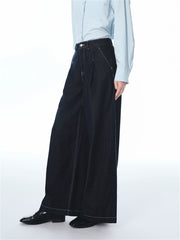 Women's Contrast-Stitched Wide-Leg Jeans