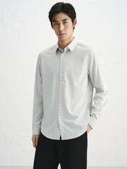 Men's Gray Embroidered Long-Sleeve Shirt
