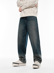 Men's Vintage Washed Wide-Leg Jeans