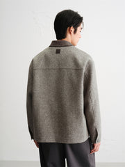 Men's Tweed Tailored Jacket with Faux Suede Collar
