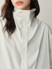 Women's Brushed Oversized Stand-Collar Shirt