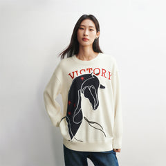 Women's Oversized Embroidered Jacquard Sweater