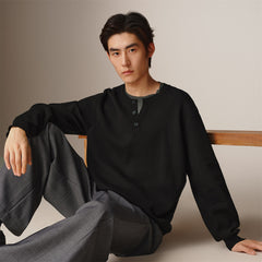 Men's Layered-Look Henley Knit Sweater