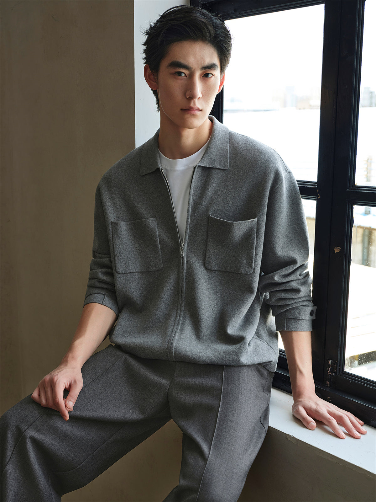 Men's Solid Oversized Knit Cardigan
