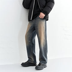 Men's Vintage Contrast Straight Jeans