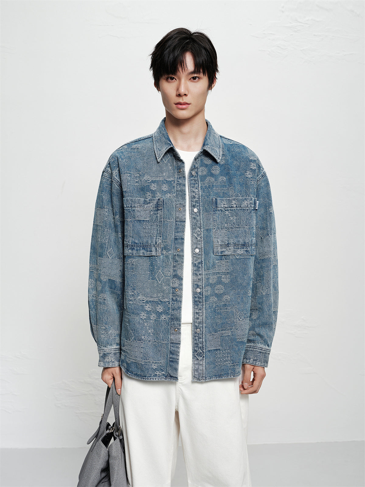 Men's Oversized Jacquard Denim Shirt