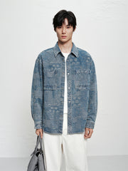 Men's Oversized Jacquard Denim Shirt