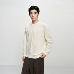 Men's 3D Cable-Knit Panel Sweater