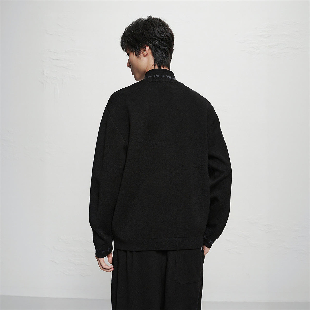 Men's Jacquard Wool-Blend Knit Cardigan