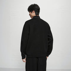 Men's Jacquard Wool-Blend Knit Cardigan