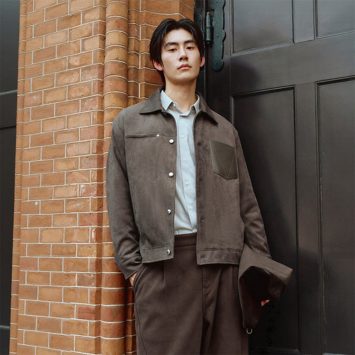 Men's Quilted Faux Suede Jacket