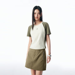 Women's Contrast Slim-Fit Cropped T-Shirt