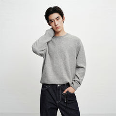 Men's Grey Brushed Sweater with Embroidery