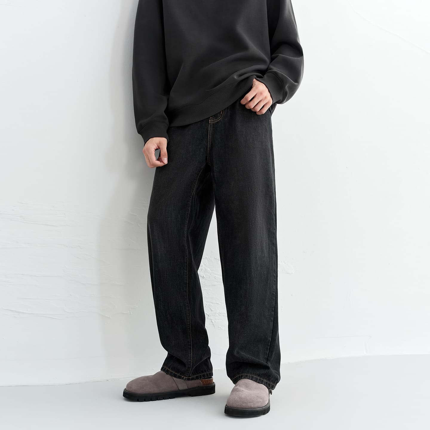 Men's Ombre Cotton-Blend Wide-Leg Jeans