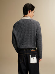 Men's Cable-Knit Henley Sweater