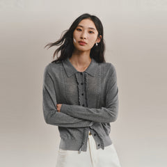 Women's Ruffled Cable-Knit Cardigan