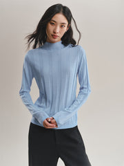 Women's Mock-Neck Vertical Jacquard Sweater