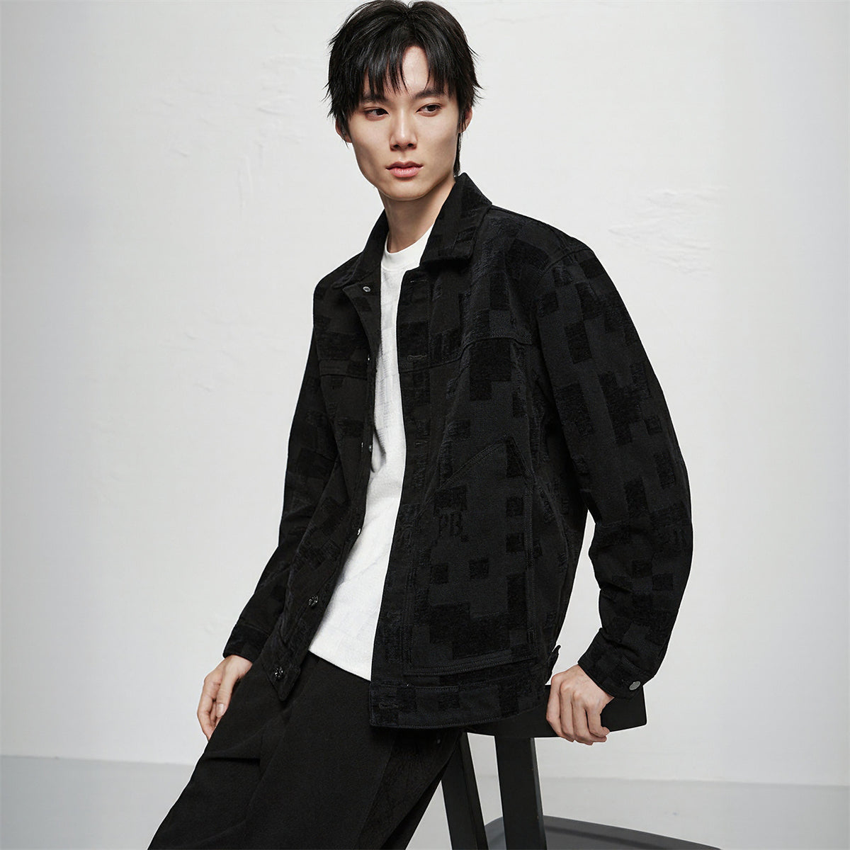 Men's Allover Jacquard Chenille Denim Jacket