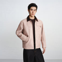 Men's Contrast Textured PU Jacket
