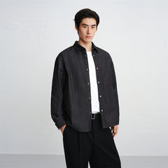 Men's Relaxed Shirt with Contrast Topstitching