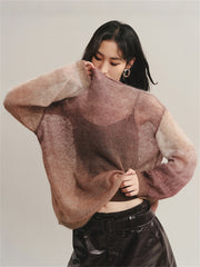 Women's Ombre Mohair Lantern-Sleeve Sweater