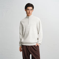 Men's Fair Isle Mock-Neck Knit Sweater
