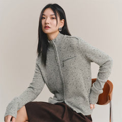 Women's Wool-Blend Mock-Neck Knit Cardigan