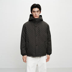 Men's Allover Jacquard Hooded Down Jacket