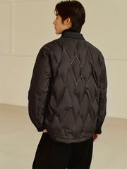 Men's Goose Down Denim-Panel Shirt Jacket