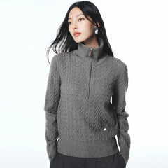 Women's Short Cable-Knit Half-Zip Sweater
