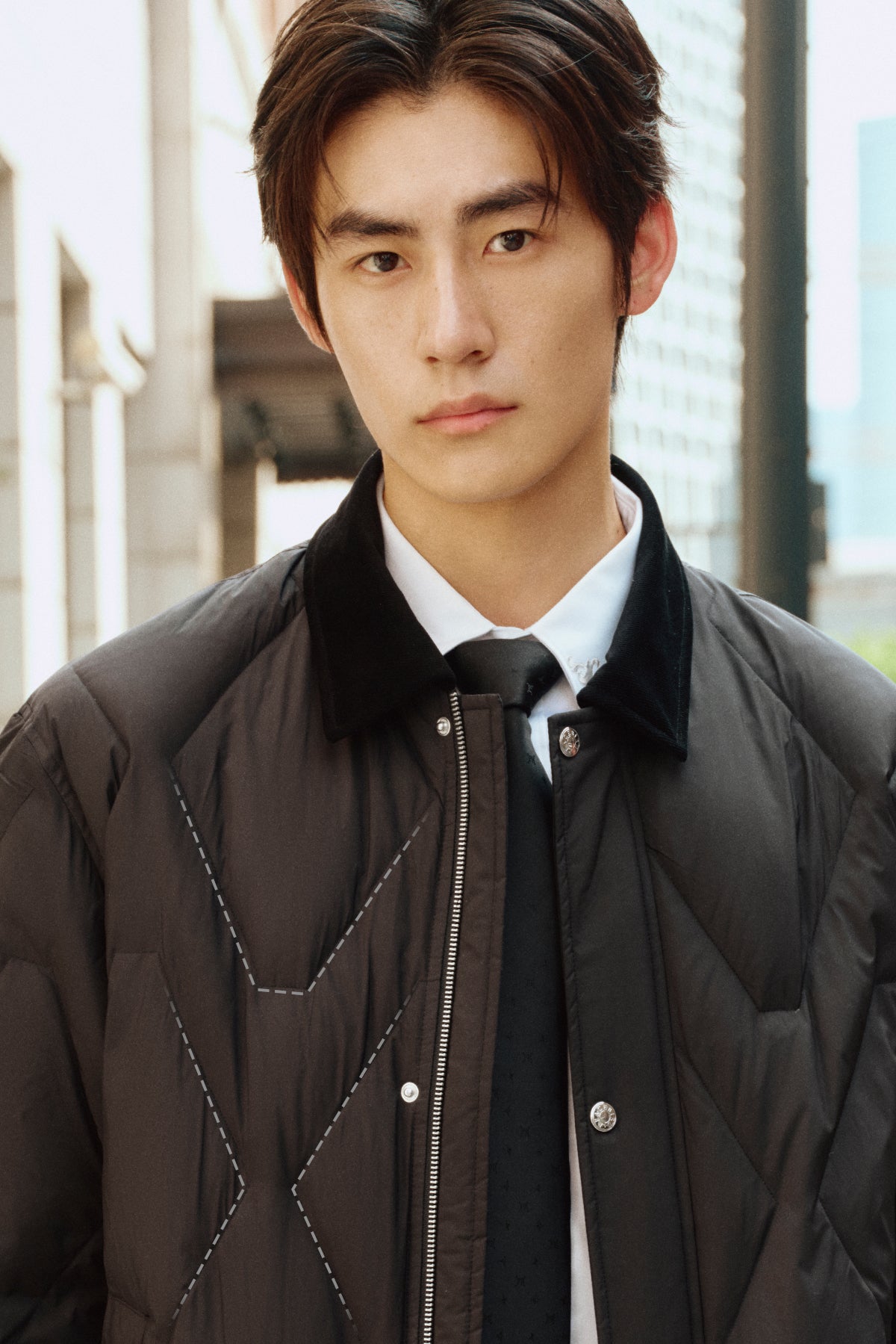 Men's Down Jacket with Corduroy Collar