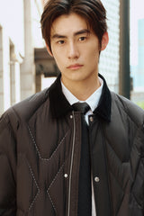 Men's Down Jacket with Corduroy Collar