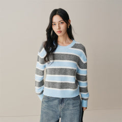 Women's Mohair-Blend Striped Drop-Shoulder Knit Sweater