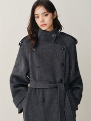 Women's Double-Breasted Trench-Style Cashmere Coat